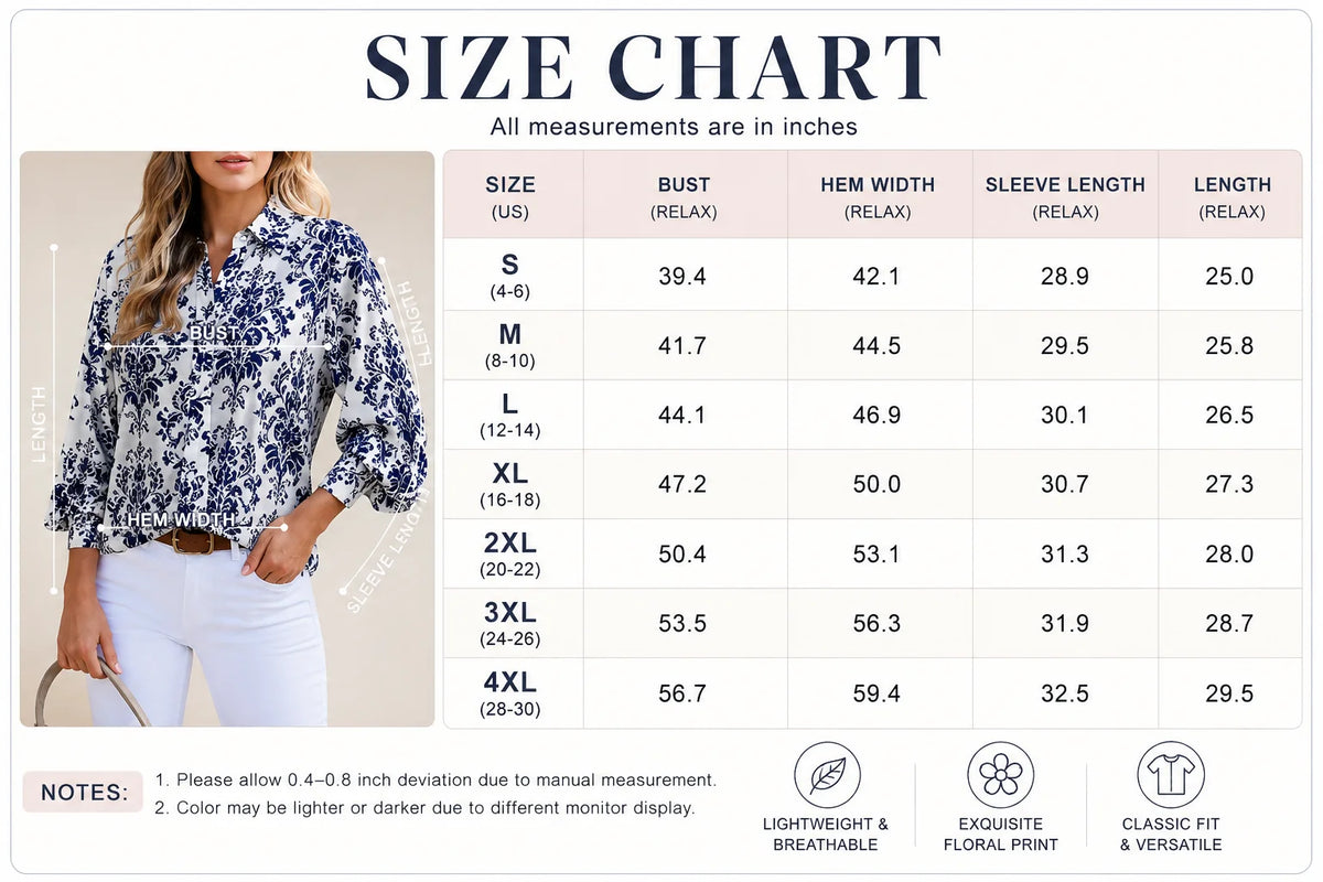 Women's Floral Chiffon Button Down Blouse – V Neck Long Sleeve Casual Boho Shirt
