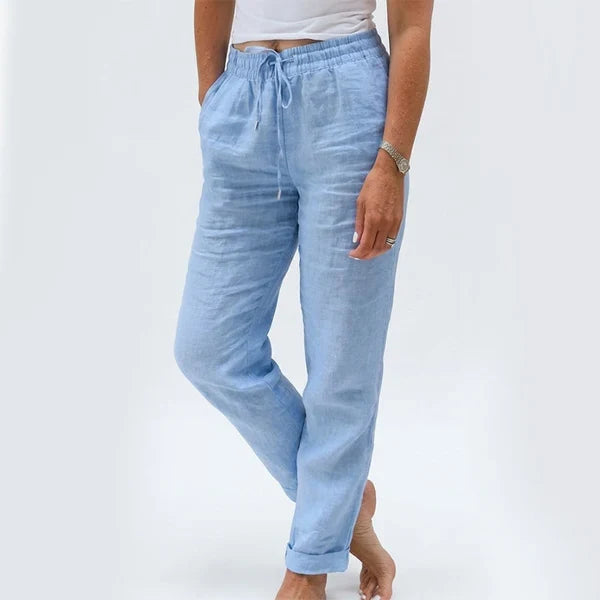 Women's Elastic Waist   Cotton Linen Casual   Pants