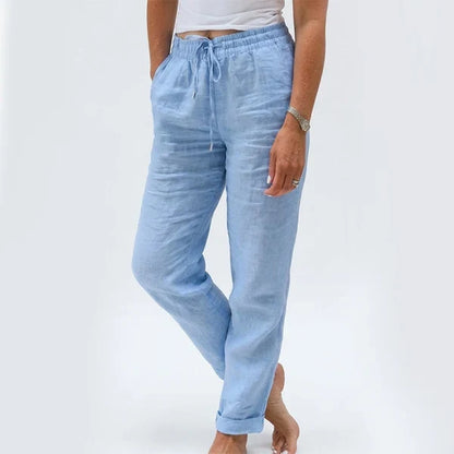 Women's Elastic Waist   Cotton Linen Casual   Pants