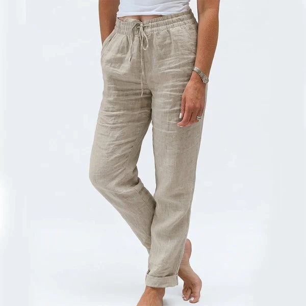 Women's Elastic Waist   Cotton Linen Casual   Pants