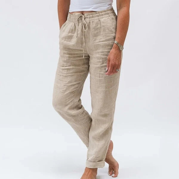 Women's Elastic Waist   Cotton Linen Casual   Pants