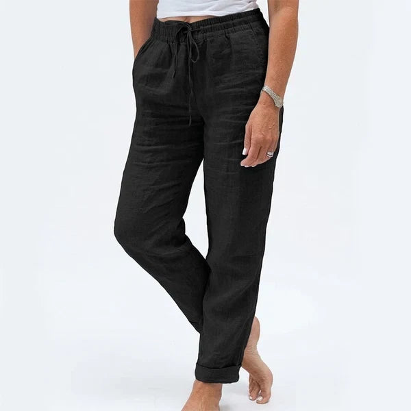 Women's Elastic Waist   Cotton Linen Casual   Pants