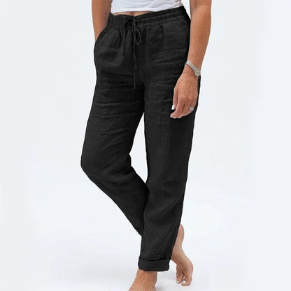 Women's Elastic Waist   Cotton Linen Casual   Pants