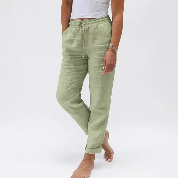 Women's Elastic Waist   Cotton Linen Casual   Pants